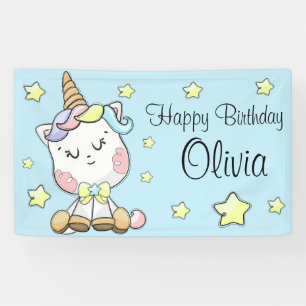 Banderoles Bébé magique licorne et étoiles Anniversaire