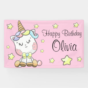 Banderoles Bébé magique Unicorn et étoiles Anniversaire
