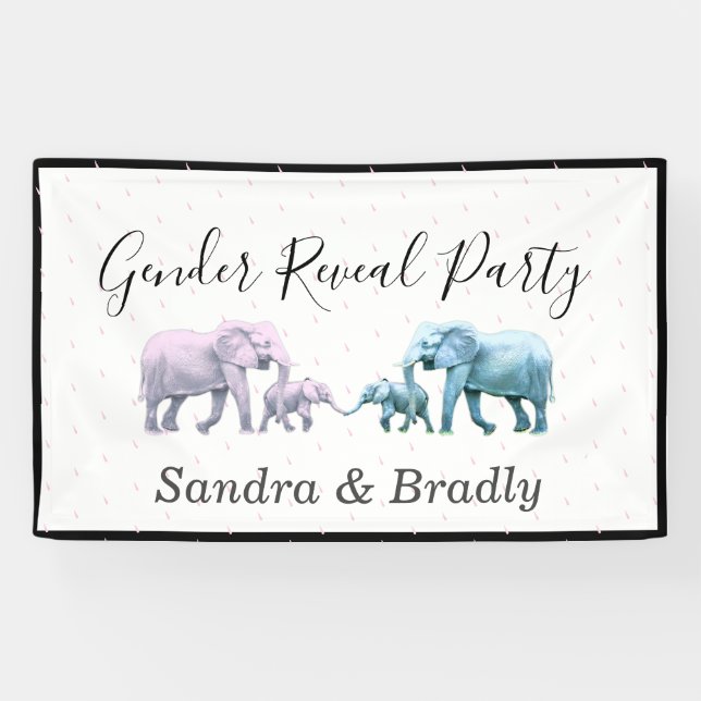 Banderoles Bébé mignon fille rose Eléphants Baby shower moder (Horizontal)