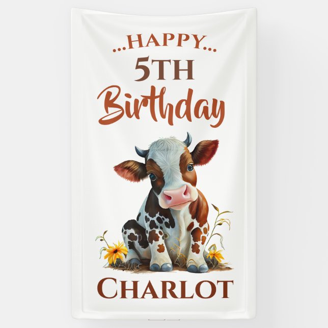 Banderoles Bébé mignon vache Brown (Vertical)