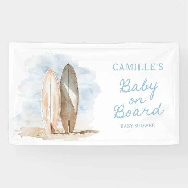 Banderoles Bébé plage à bord garçon Baby Shower (Horizontal)