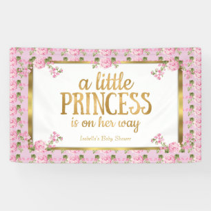 Banderoles Bébé Princesse Fête Rose Florale Rose Or