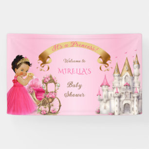 Banderoles Bébé Princesse Royale Fille sur Coussin Rose Or