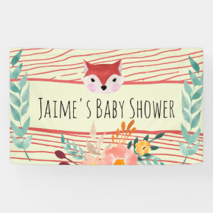 Banderoles Bébé renard mignon aquarelle Baby Shower
