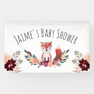 Banderoles Bébé renard mignon aquarelle florale Baby Shower