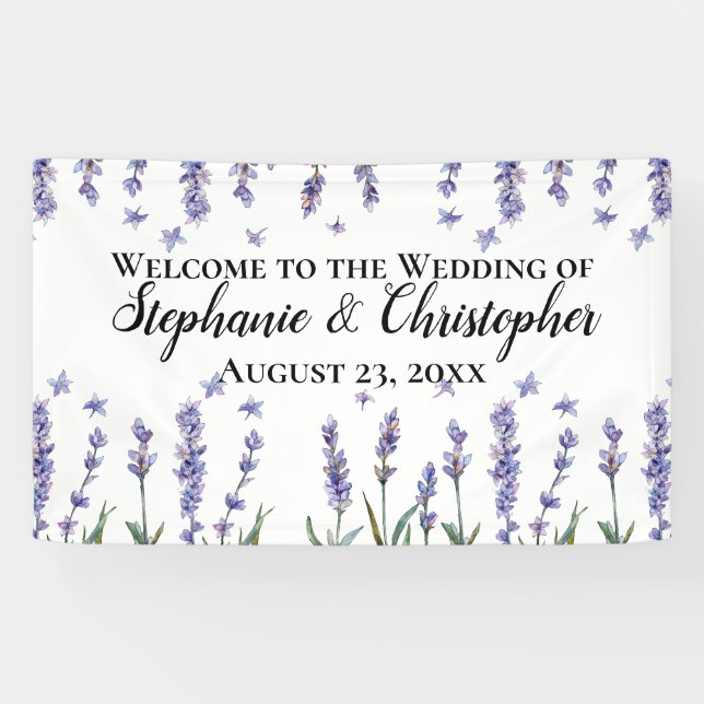 Banderoles Belle Aquarelle Lilac Elégant Mariage d'été (Horizontal)