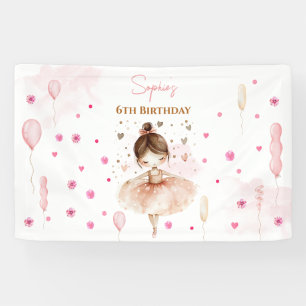Banderoles Belle ballerine rose et ballons anniversaire