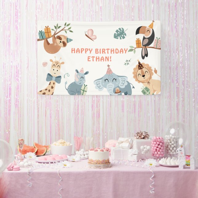 Banderoles Belle fête Safari Animaux Anniversaire de enfant (Fête)