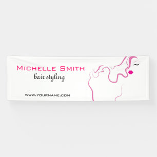 Banderoles Belle icône fille cheveux rose coiffure marque