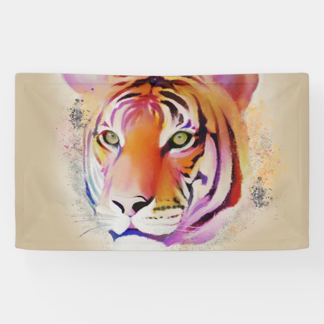 Banderoles Belle peinture couleur Tigre Aquarelle (Horizontal)