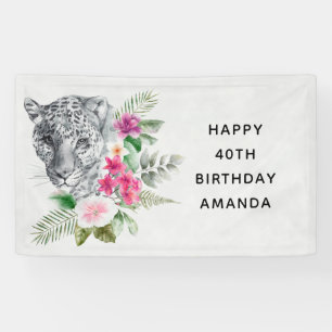 Banderoles Belle Tête de léopard Anniversaire exotique