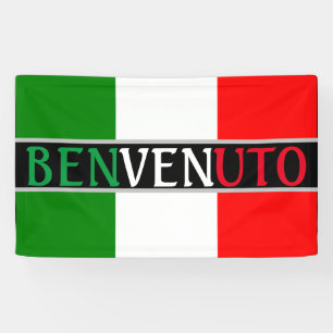 Banderoles Benvenuto Bienvenue sur le drapeau italien