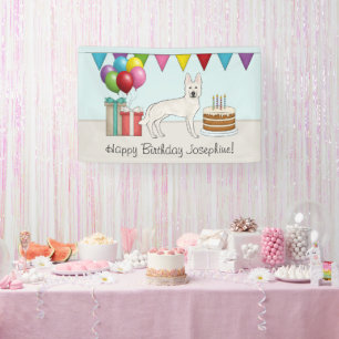 Banderoles Berger Blanc Suisse GSD Coloré Joyeux Anniversaire