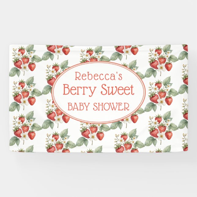 Banderoles Berry Baby shower sucré fraises Blossom (Horizontal)