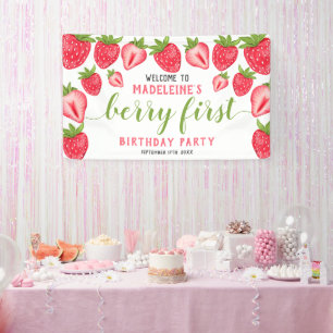 Banderoles Berry First Strawberry 1er anniversaire fête Bienv