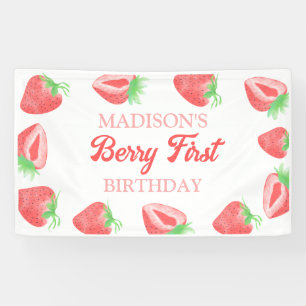 Banderoles Berry First Strawberry 1ère fête d'anniversaire