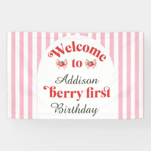 Banderoles Berry First Strawberry & bow Accueil 1er anniversa