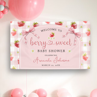 Banderoles Berry fraise Sweet Ribbon Baby shower Bienvenue