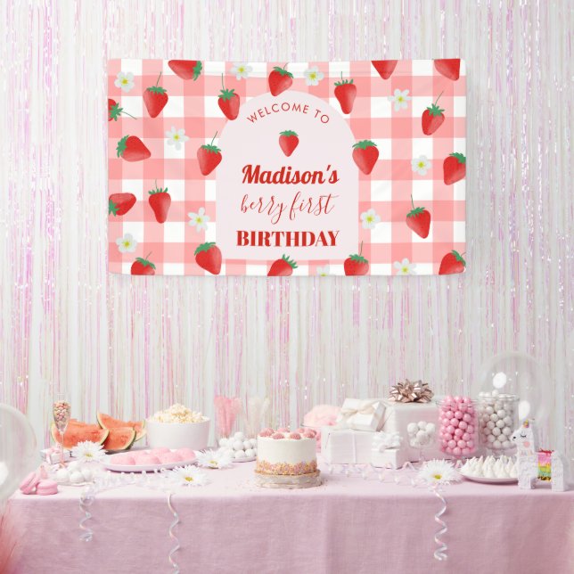 Banderoles Berry Premier Anniversaire fraise Premier 1er Bien (Fête)