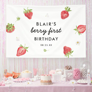 Banderoles Berry Sweet Strawberry 1er fête d'anniversaire
