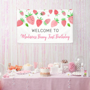 Banderoles Berry Sweet Strawberry Anniversaire