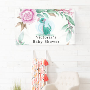Banderoles Beurre Dinosaure mignon Baby shower de pivoine ros