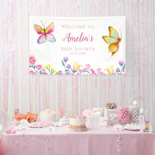 Banderoles Beurre floral mou Baby shower rose