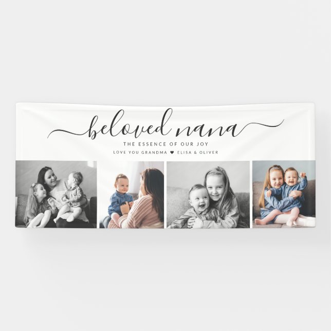 Banderoles Bien-aimée Nana Grand-mère Custom Family Photo Kee (Horizontal)