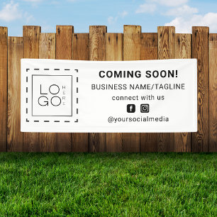 Banderoles Bientôt les médias sociaux et le logo d'entreprise