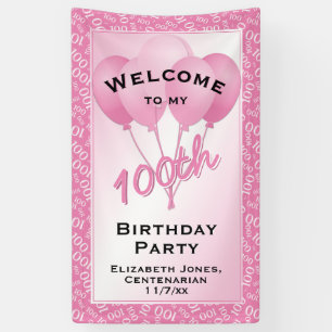 Banderoles Bienvenue 100e Cool Motif numérique - rose/blanc