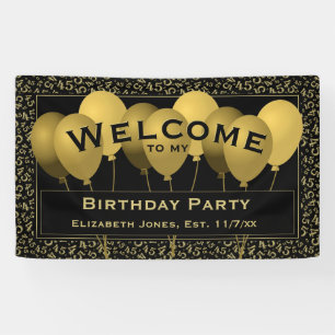 Banderoles Bienvenue 45e anniversaire Numéro Motif   Noir/Or