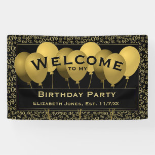 Banderoles Bienvenue 80e anniversaire Numéro Motif   Noir/Or