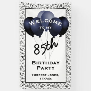 Banderoles Bienvenue 85e anniversaire Numéro Patten noir/blan