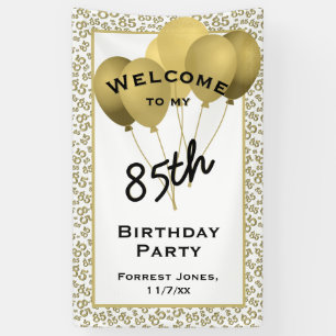 Banderoles Bienvenue 85e anniversaire numéro Patten or et bla