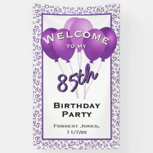 Banderoles Bienvenue 85e anniversaire Numéro Patten violet/bl