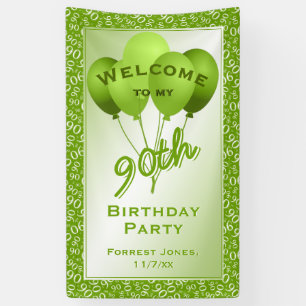 Banderoles Bienvenue 90e anniversaire Numéro Motif - Vert/Bl