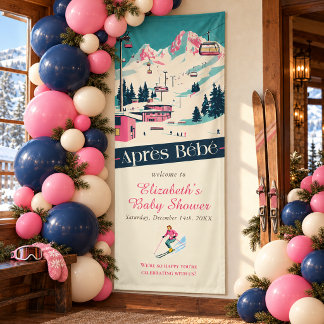 Banderoles Bienvenue à la Baby Shower Après Bébé Retro Ski