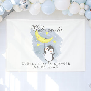 Banderoles Bienvenue à la Baby Shower aquarelle mignonne Lune