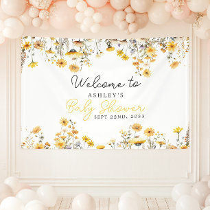 Banderoles Bienvenue à la Baby Shower Bohème Fleur Jaune Sauv