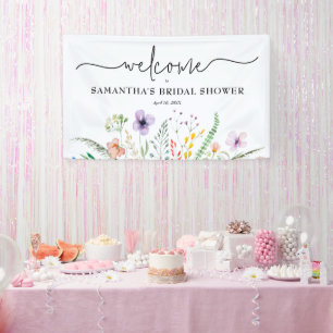 Banderoles Bienvenue à la Baby Shower de Mariage Fleur Sauvag
