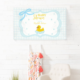 Banderoles Bienvenue à la baby shower Gingham Garçon aux gout