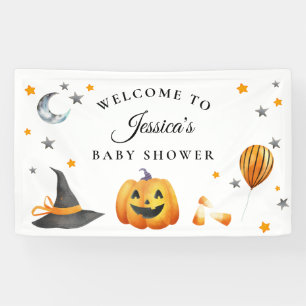 Banderoles Bienvenue à la Baby Shower Halloween Little Boo Ci