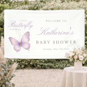 Banderoles Bienvenue à la Baby Shower Papillon Violet Little
