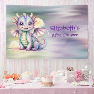 Banderoles Bienvenue à la Baby Shower Pastel Fantasy Dragon