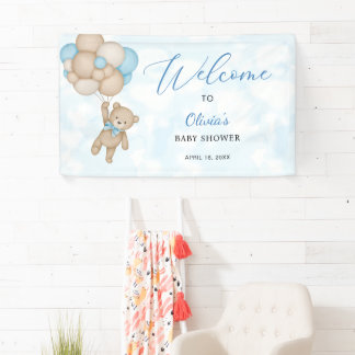 Banderoles Bienvenue à la baby shower Teddy Bear