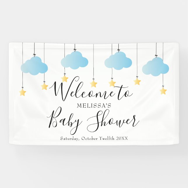 Banderoles Bienvenue à la Baby Shower Twinkle Twinkle Blue Bo (Horizontal)