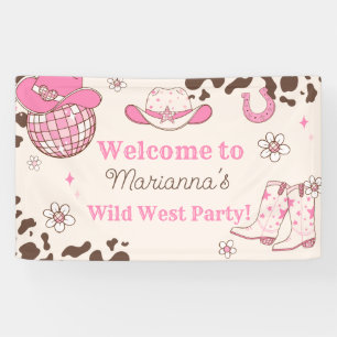 Banderoles Bienvenue à la fête d'anniversaire rose de Cowgirl