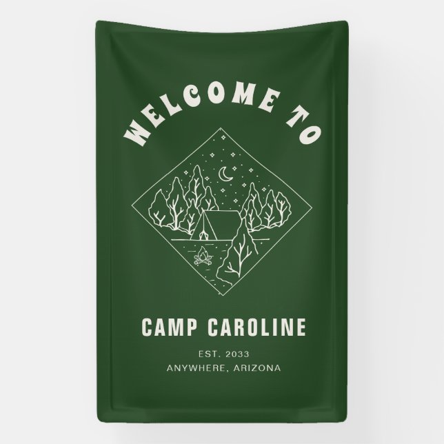 Banderoles Bienvenue à la fête de Bachelorette au camp (Verticale)
