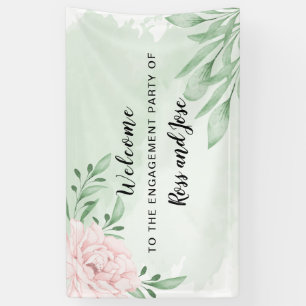 Banderoles Bienvenue à la fête d'engagement Rose Eucalyptus