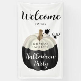 Banderoles Bienvenue à la fête d'Halloween en noir et blanc